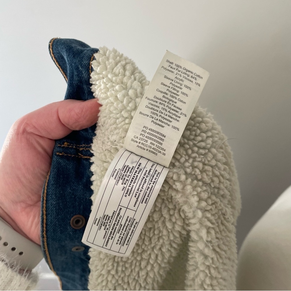 Aritzia Denim Forum The Ella Sherpa Lined Denim Jacket Dark Wash Size Large - Picture 10 of 11